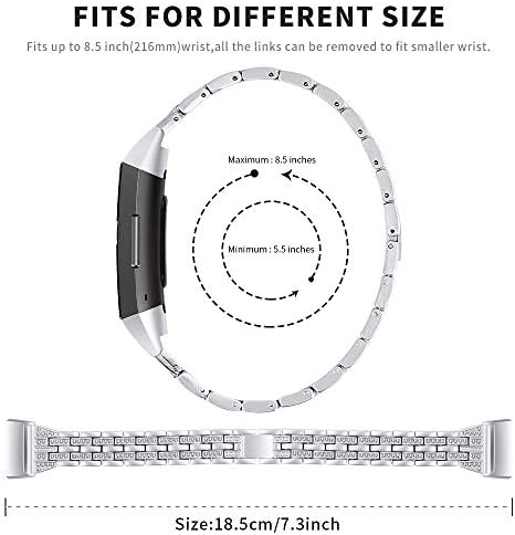 רצועות Blim Bling Slim Slim תואמות מטען Fitbit 4/Fitbit מטען 3/מטען 3 Sewatch Smartwatch, Rhinestone צמיד לבוש החלפת רצועות כף יד רצועת תכשיטים