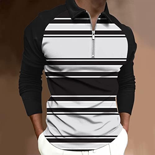 ZDDO 2022 חולצות פולו חדשות לגברים, רוכסן צוואר שרוול ארוך בלוק בלוק טלאי גולף חולצה מעצבת שרירים מזדמנים