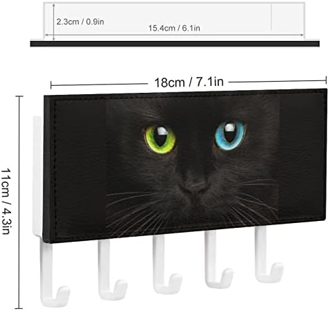 צבעי חתול שחור עיניים עיניים עור PU מחזיק מקש קיר רכוב על מפתח מארגן וו מתלה קולב מקלי לתקנת מדף כניסה מדף דקורטיבי
