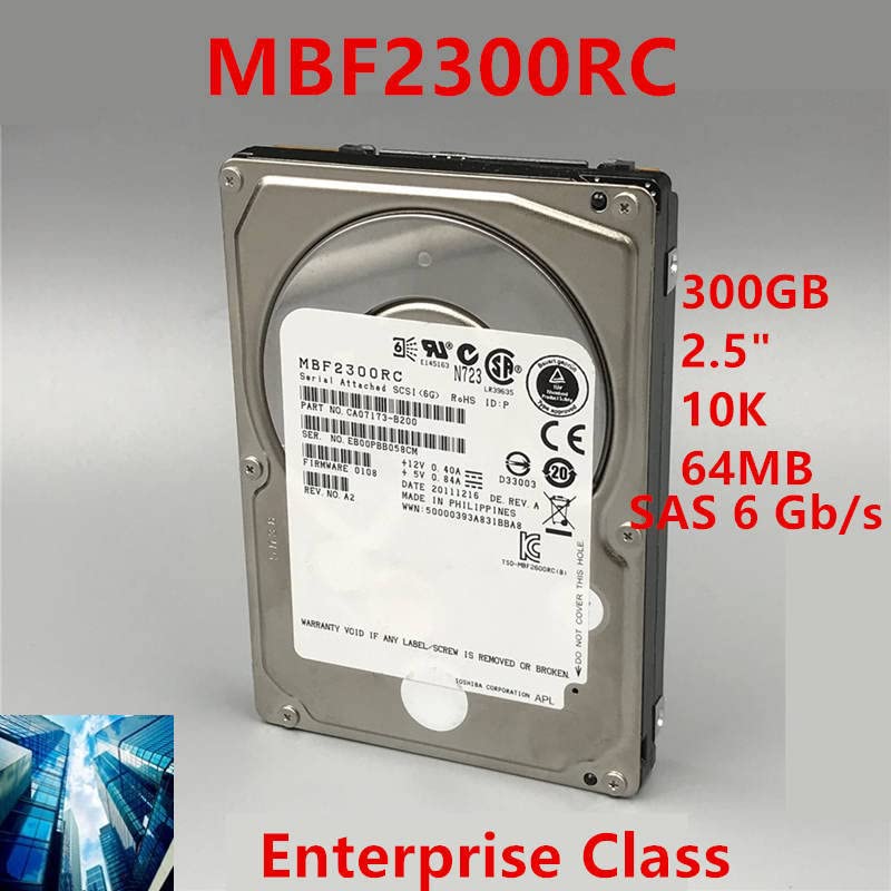 HDD עבור 300 ג'יגה -בייט 2.5 SAS 6 GB/S 64MB 10K עבור HDD פנימי עבור HDD Class Class עבור MBF2300RC