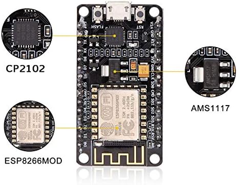 MakerFocus 2PCS ESP8266 NODEMCU LUA CP2102 ESP-12E אינטרנט WIFI פיתוח לוח פיתוח מודול אלחוטי אינטרנט עבור AR DUINO IDE/MICROPYTHON עם לוח מתאם בחינם עבור ESP8266 ESP-01 ו- NRF24L01+