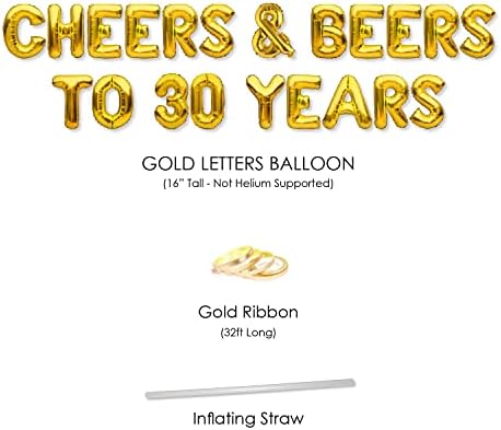 Partyforever לחיים ובירות עד 30 שנה באנר באנר זהב 30 קישוטי מסיבות יום הולדת 30